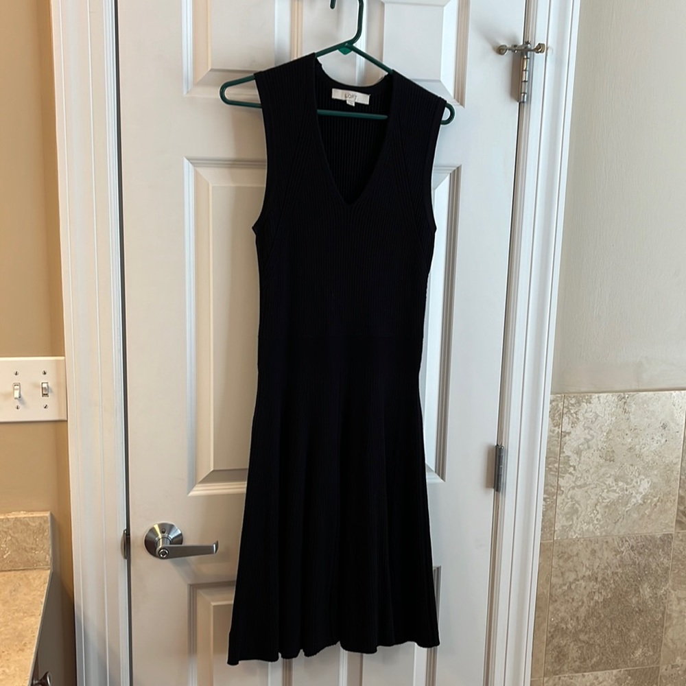 Loft Ribbed Knit Flare Dress